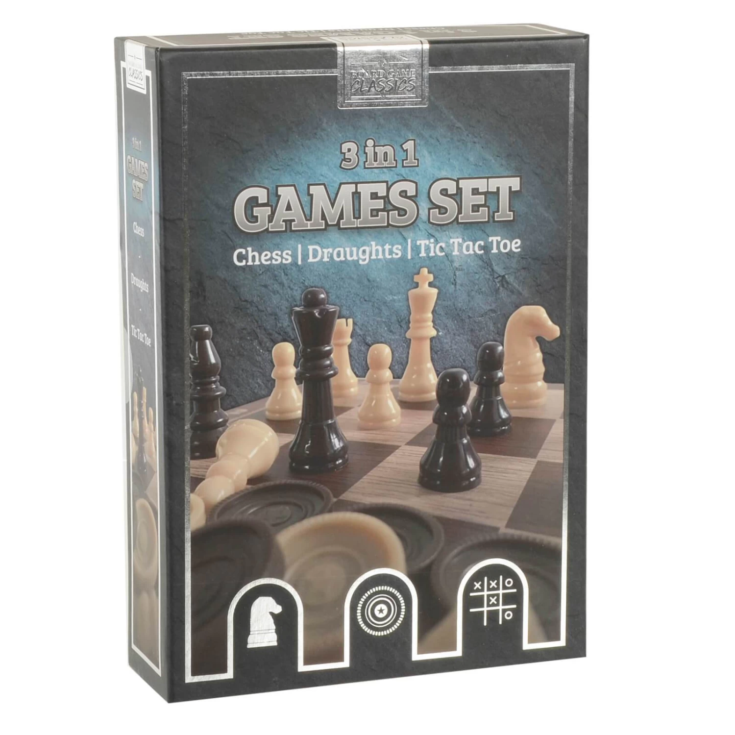 3 In 1 Board Game Classics Set Chess Draughts Tic Tac Toe Age 3+ 1 3 In 1 Board Game Classics Set Chess Draughts Tic Tac Toe Age 3+