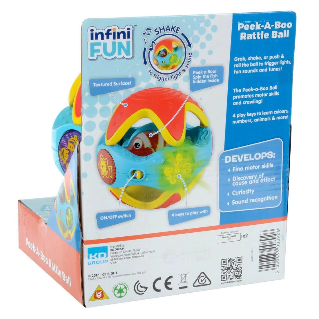 Peek-A-Boo Rattle Ball Fish Toy Lights Sounds Learn 13cm 2 Peek-A-Boo Rattle Ball Fish Toy Lights Sounds Learn 13cm - Image 2