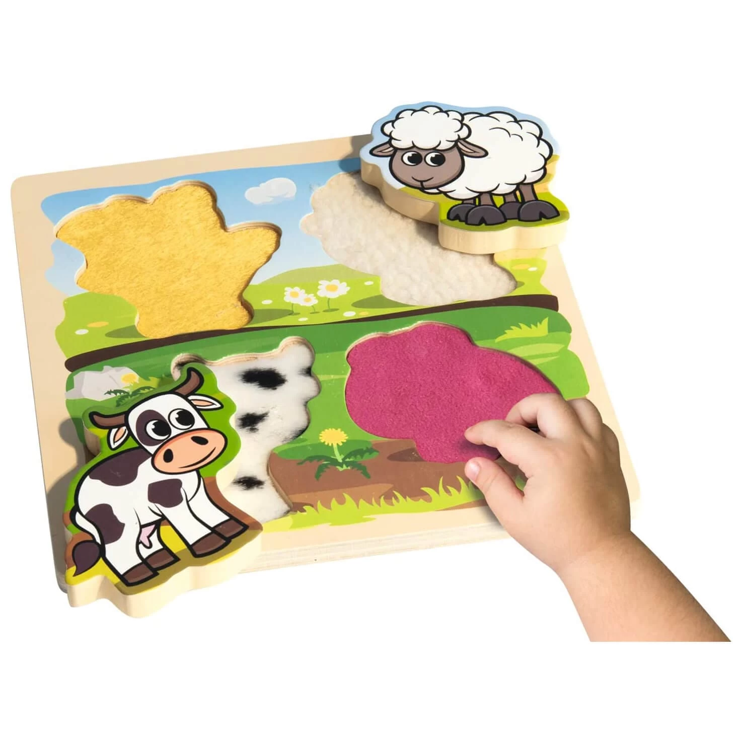 Eichhorn Wooden Puzzle Farm Animals With Fabric 5 Pieces Age 1+ 4 Eichhorn Wooden Puzzle Farm Animals With Fabric 5 Pieces Age 1+ - Image 4
