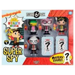 Ryan's World Super Spy Figures 6 Pack With 2 Mystery Agents