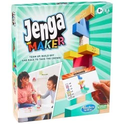 Hasbro Jenga Maker Family Game Build Race 28 Wooden Blocks Age 8+