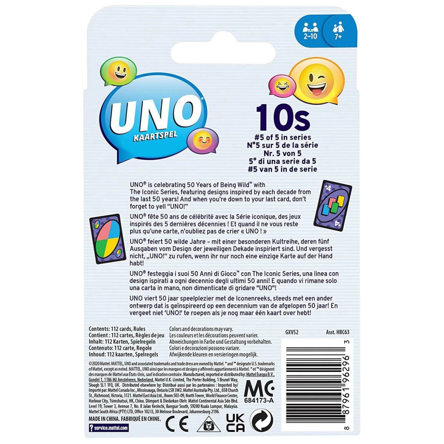 MATTEL Uno Card Game Classic Family Fun 2010s 50th Anniversary Pack 2 MATTEL Uno Card Game Classic Family Fun 2010s 50th Anniversary Pack - Image 2