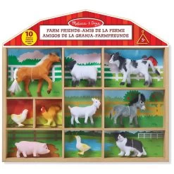Melissa & Doug Farm Friends 10 Animals Set In Wooden Tray Barn