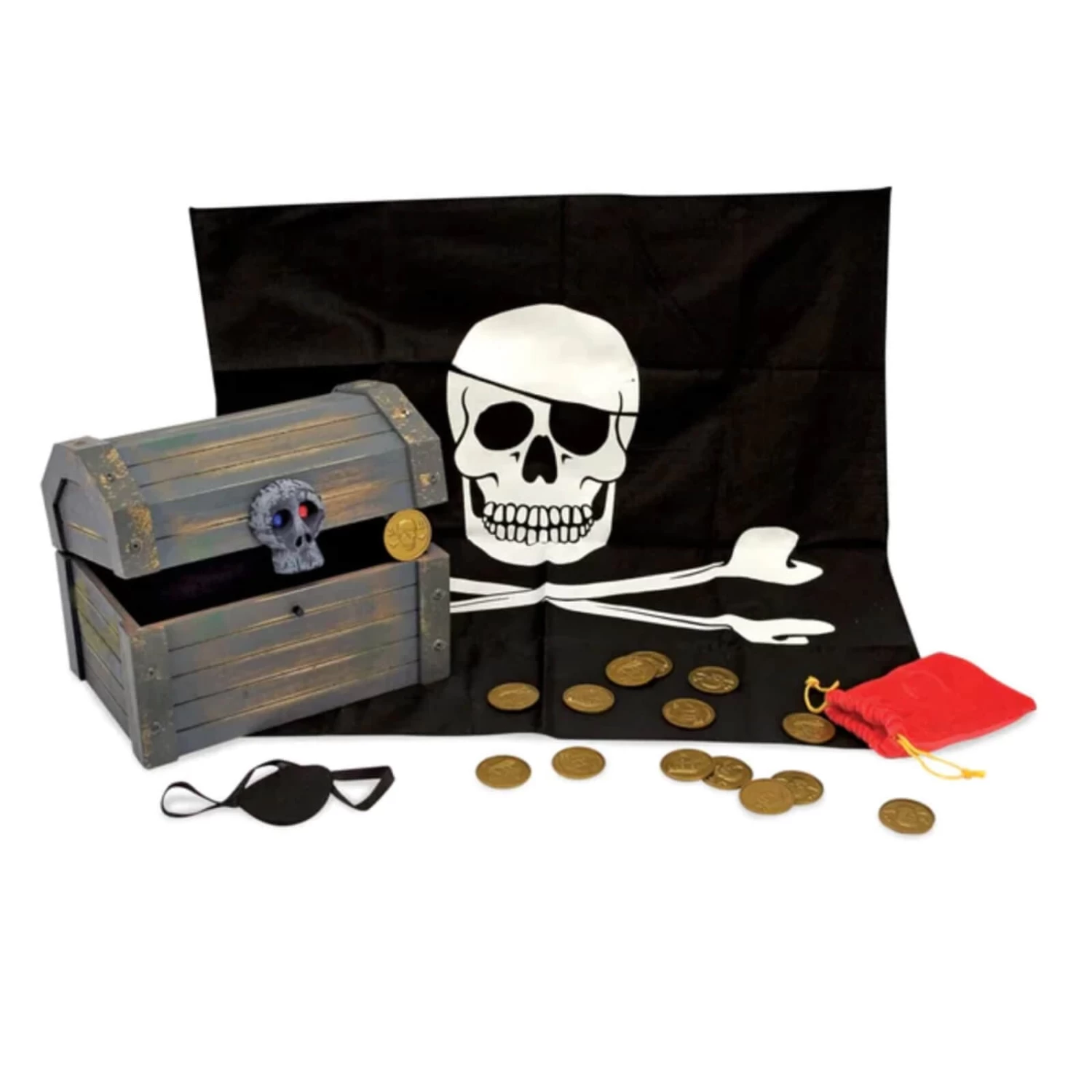 Melissa & Doug Wooden Pirate Chest Set Treasure Eye Patch Bandana 2 Melissa & Doug Wooden Pirate Chest Set Treasure Eye Patch Bandana - Image 2