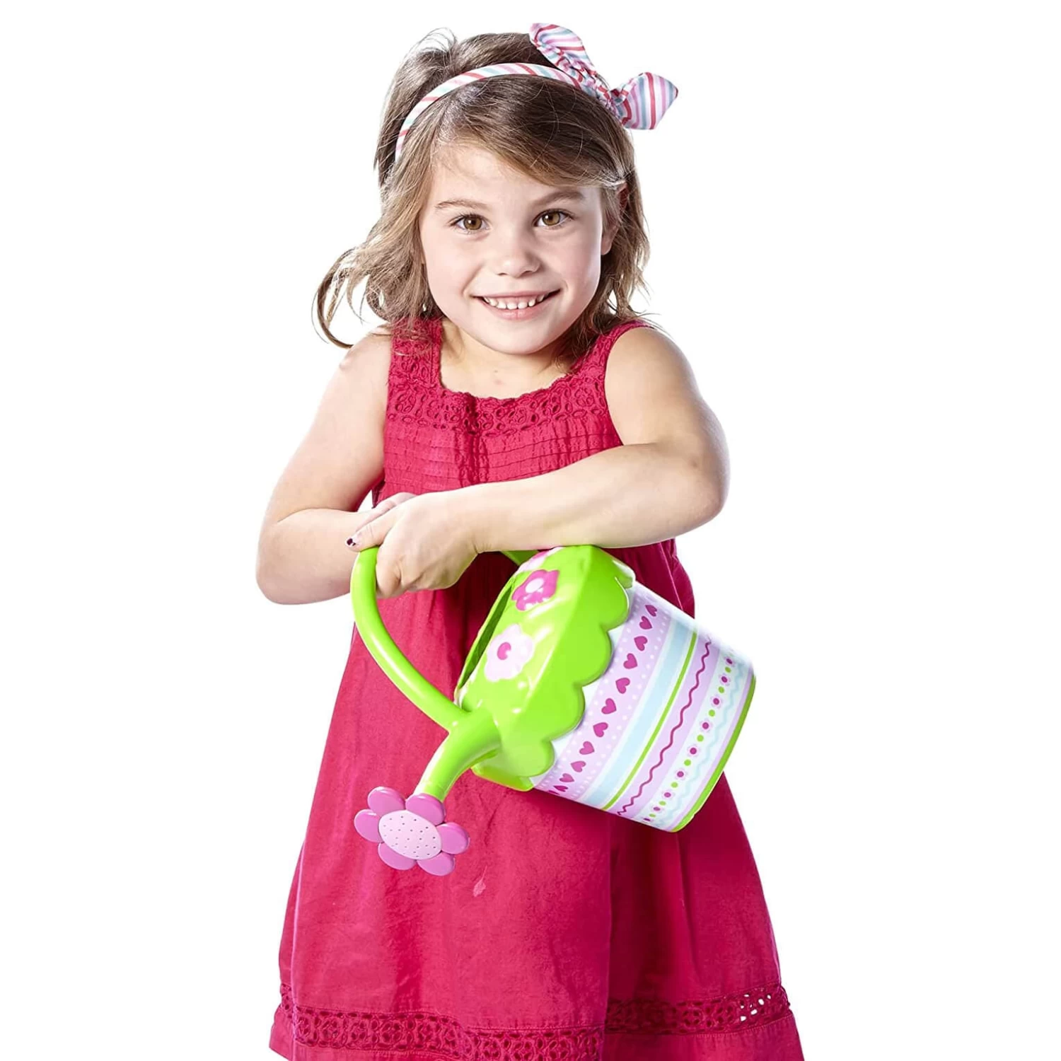 Melissa & Doug Pretty Petals Watering Can Kids Size Green Pink 2 Melissa & Doug Pretty Petals Watering Can Kids Size Green Pink - Image 2