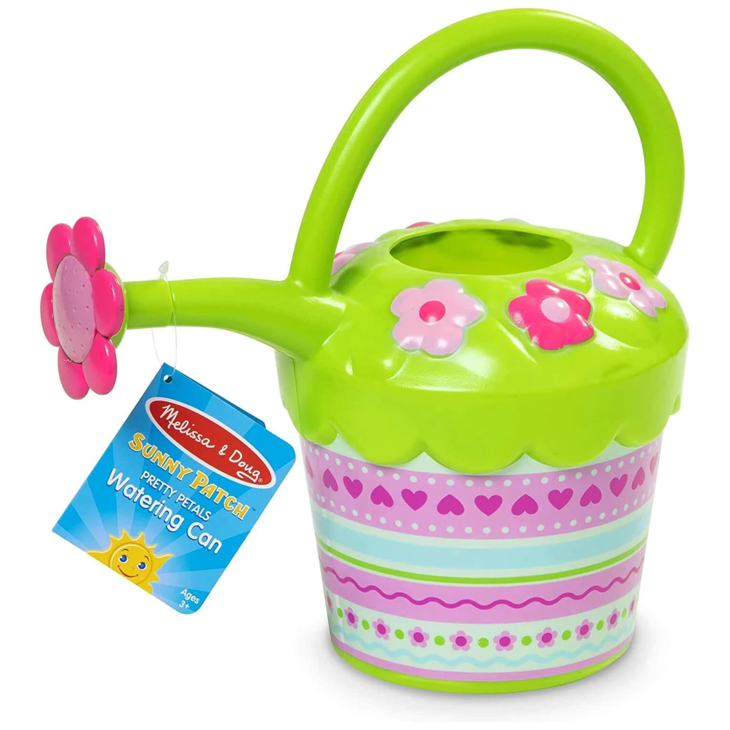 Melissa & Doug Pretty Petals Watering Can Kids Size Green Pink 3 Melissa & Doug Pretty Petals Watering Can Kids Size Green Pink - Image 3