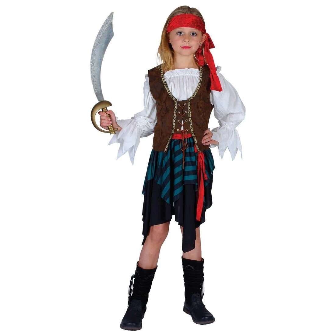 Girls Caribbean Pirate Fancy Dress Halloween Costume